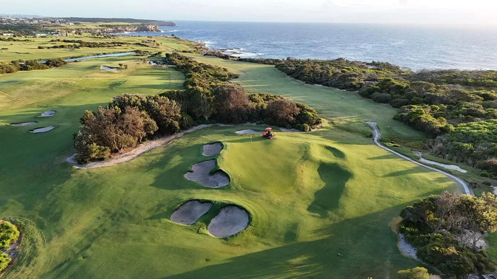 Aerial view of St Michael's Golf Club on the Sydney coast